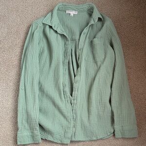 Green Gauze Button-Up Shirt